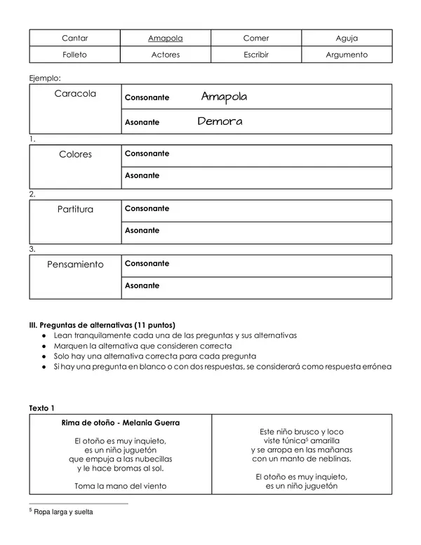 Prueba de contenido género lírico 5to o 6to básico 