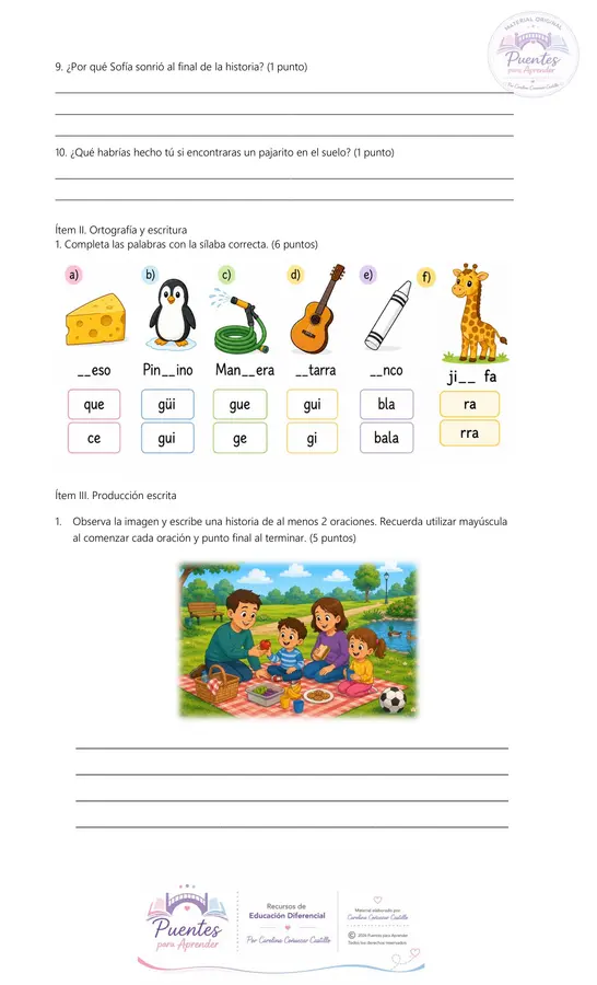 Evaluación de Lenguaje y Comunicación 2° Básico | 1° Semestre |Rúbrica de Desempeño | PDF Imprimible