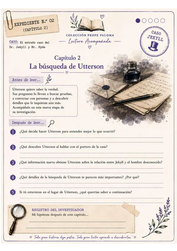 Cuadernillo lectura acompañada - El extraño caso de Dr. Jekyll y Mr. Hyde, Robert Louis 