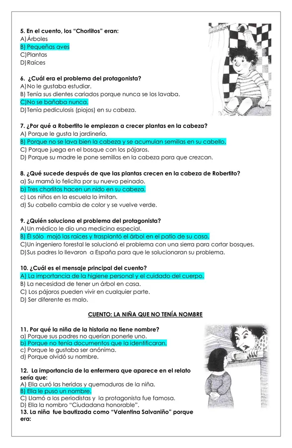 Prueba lectura - Cuentos de los derechos del niño