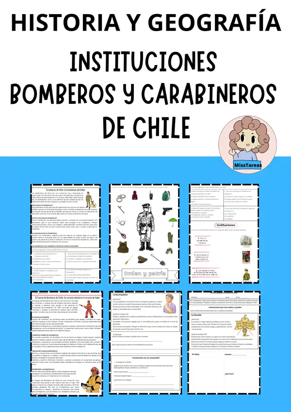 Ficha de Historia y Geografía: Instituciones, Bomberos y Carabineros