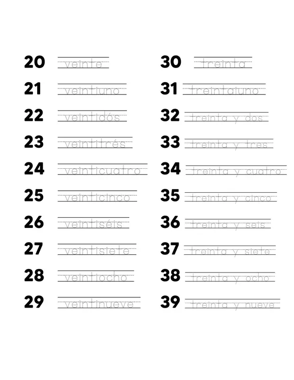 Numeros del 0 al 60 letra imprenta