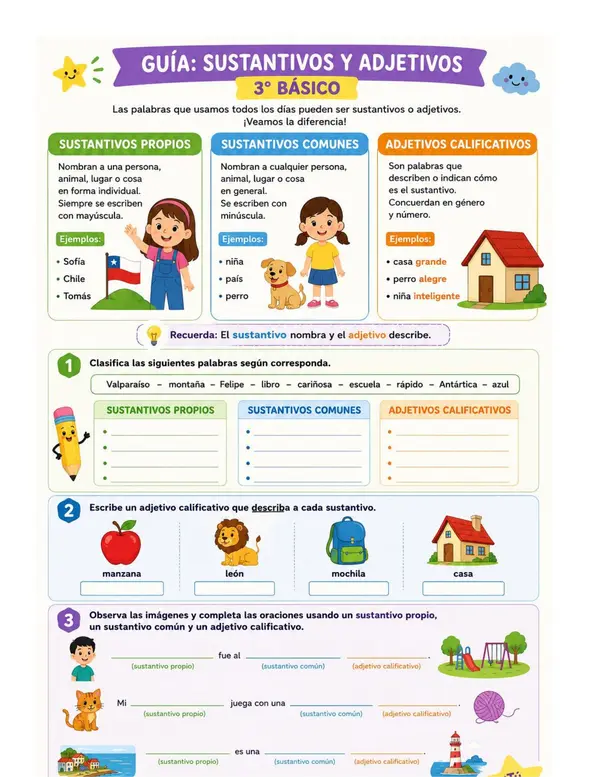sustantivos y adjetivos calificativos 