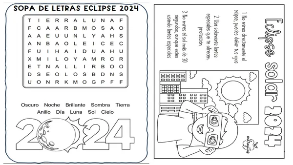 Láminas de trabajo eclipse solar 2024.