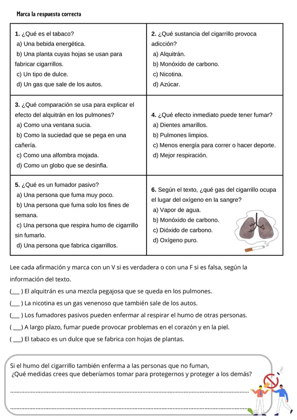 Tabaquismo, Ciencias Naturales 5° básico