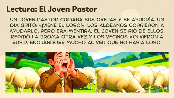 Fábula y comprensión lectora – El joven pastor y el lobo 🐺