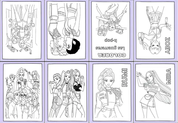 Mini libro para colorear "Guerreras k-pop"