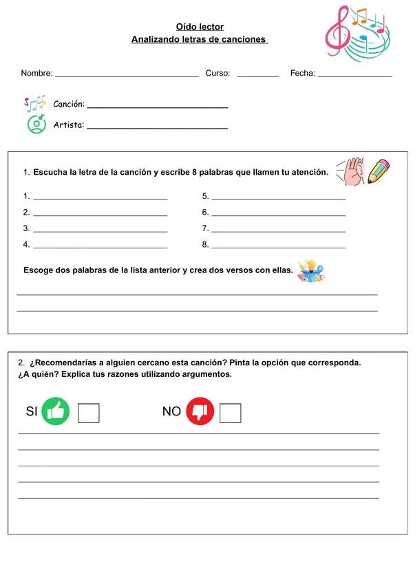 Oído lector "Analizando letras de canciones"