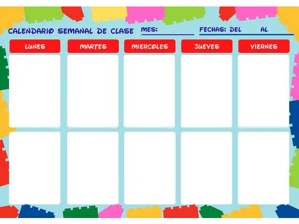 "CALENDARIO SEMANAL PARA LA CLASE"