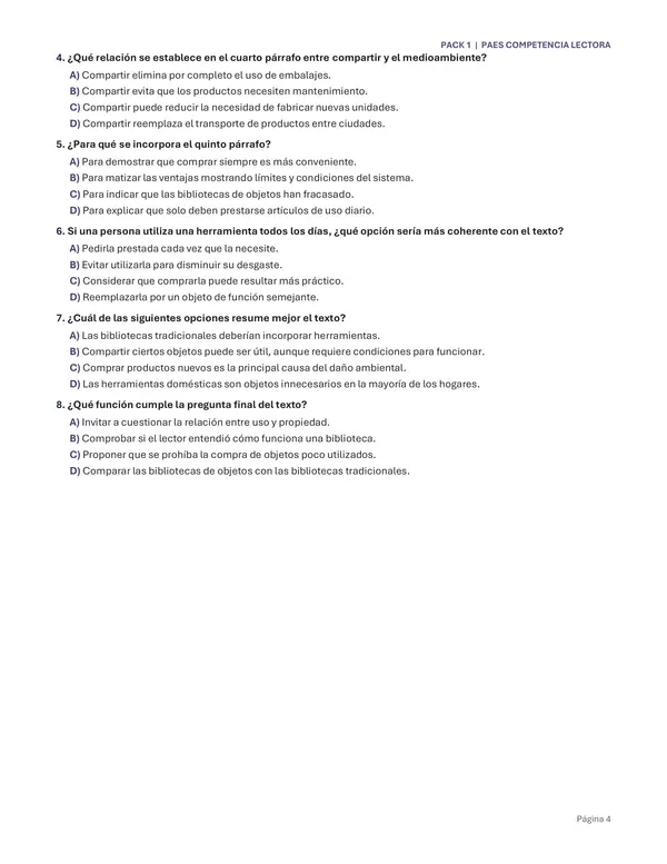 📚 PACK 1 | FACsÍMIL DIAGNÓSTICO PAES – COMPETENCIA LECTORA