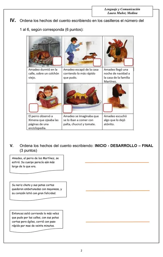 Evaluación plan lector, el perro confundido y prefijos