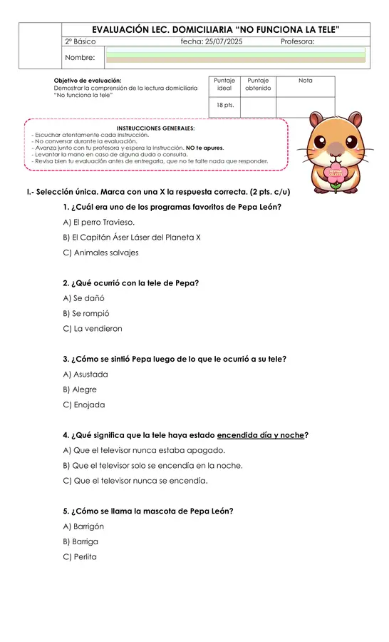 Evaluación "No funciona la tele"