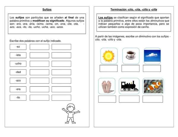 Guía "Sufijos- Diminutivo: cito-cita-cillo- cilla" Tercer- cuarto año