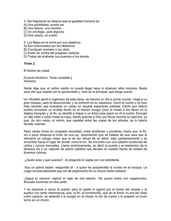 Evaluacion de Lenguaje 6 Basico: comprension lectora tipo SIMCE