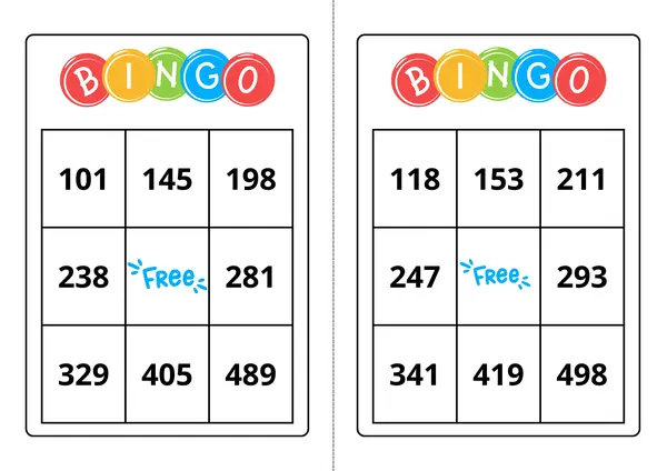 Bingo de números del 100 al 500
