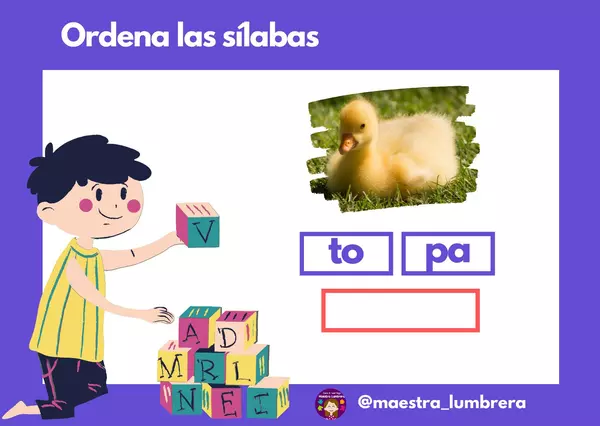 Fichas "Ordena las sílabas"