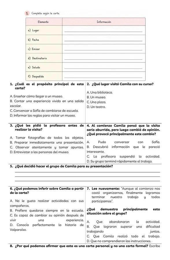 Guia de "La carta" 
