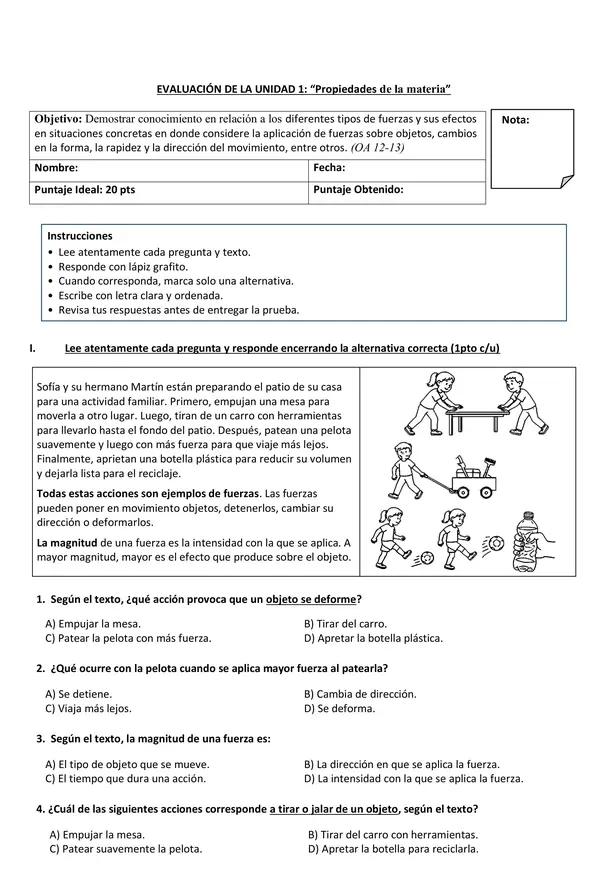 Prueba Propiedades de la materia