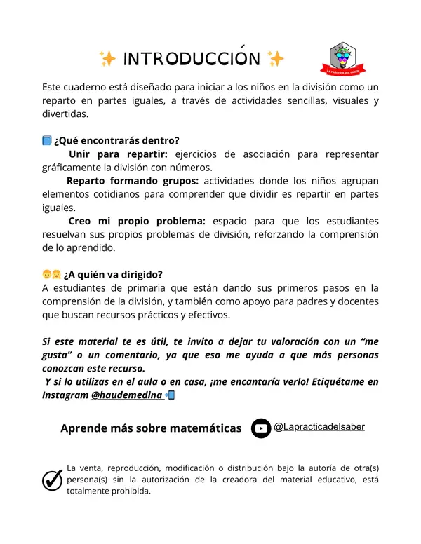 Cuaderno de Iniciación a la División