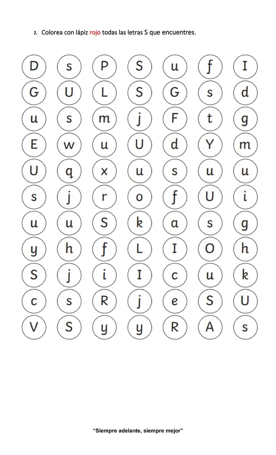 Guía letra S primero básico