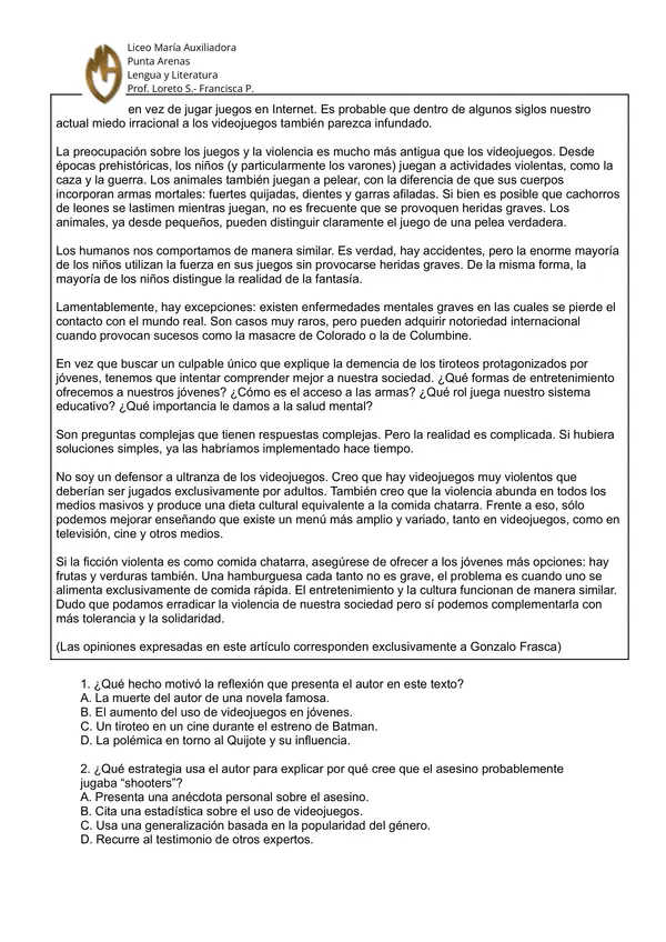 Control textos argumentativos