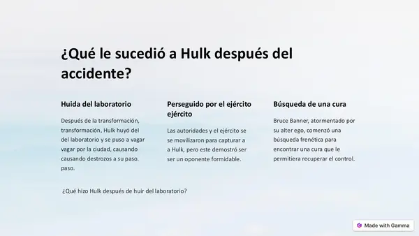 Texto de comprensión lectora con HULK