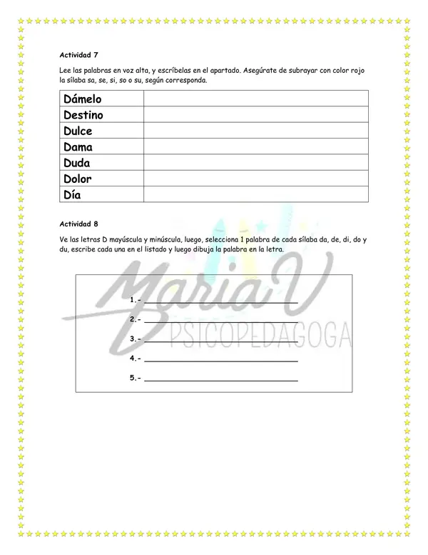 Cuadernillo de apoyo de Lenguaje N°2: Letras D – T – N – V 