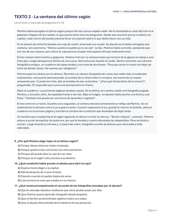 📚 PACK 1 | FACsÍMIL DIAGNÓSTICO PAES – COMPETENCIA LECTORA