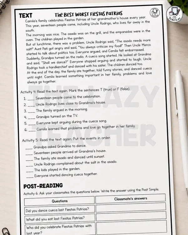 Reading Activity: Fiestas Patrias | Past Simple