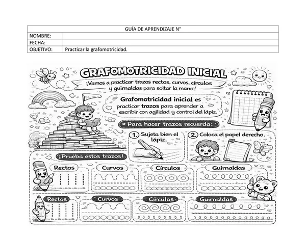Guía de Grafomotricidad Inicial: Trazos, Círculos y Guirnaldas (Formato Word)