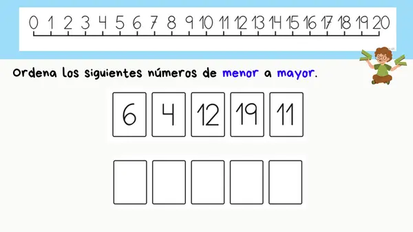 Comparar y ordenar números de 0 a 20.