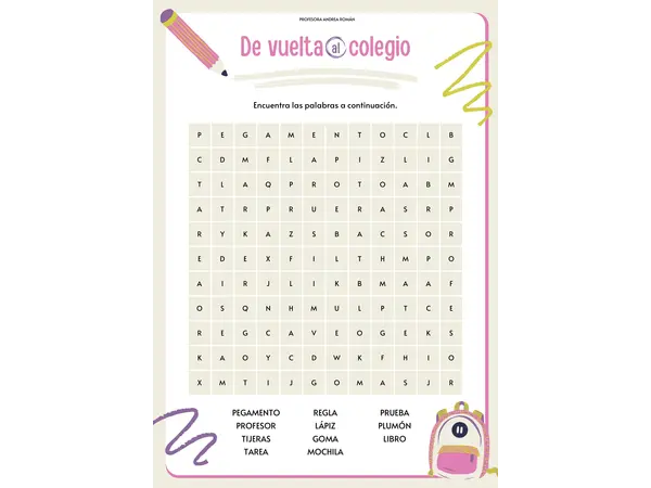Pack Sopas de Letras – Inicio de Año Escolar