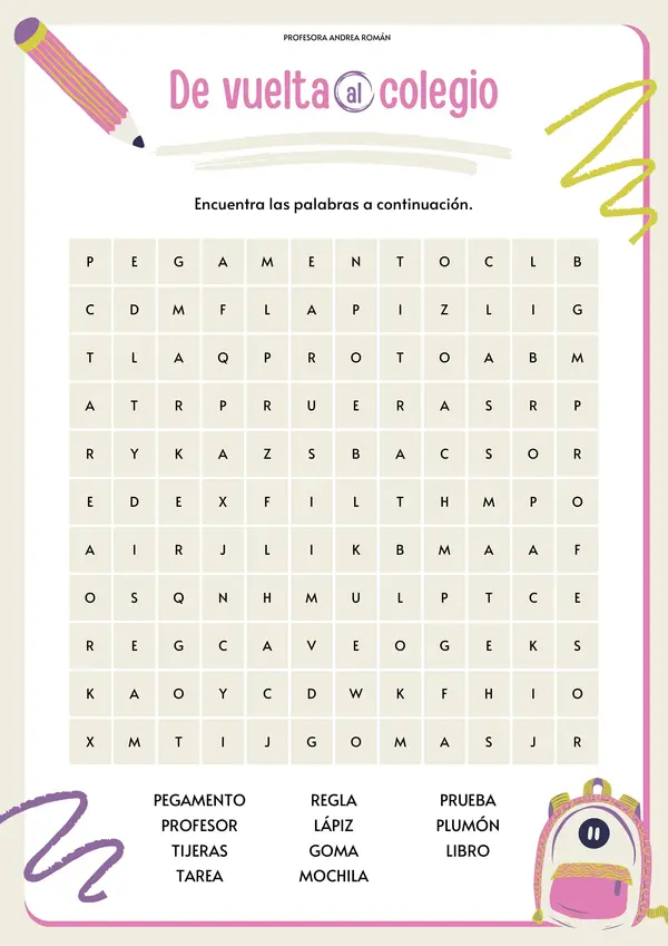 Pack Sopas de Letras – Inicio de Año Escolar
