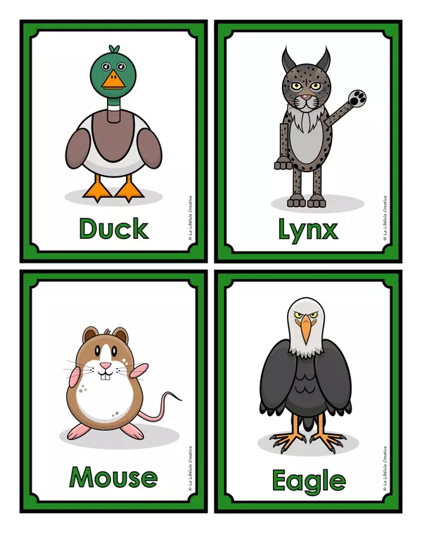 Flash Cards The Forest Animals Cut Color BW