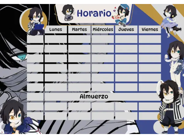Horario Escolar Obanai Iguro Kimetsu no Yaiba