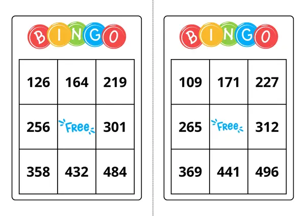 Bingo de números del 100 al 500