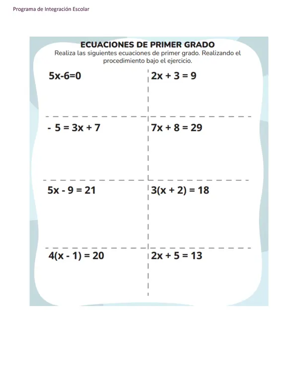Ecuaciones 1° Grado