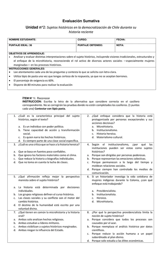 PRUEBA: SUJETOS HISTÓRICOS