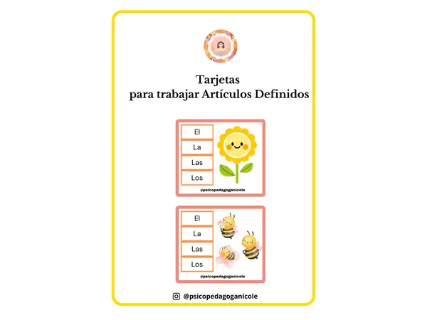 Tarjetas para trabajar Artículos Definidos