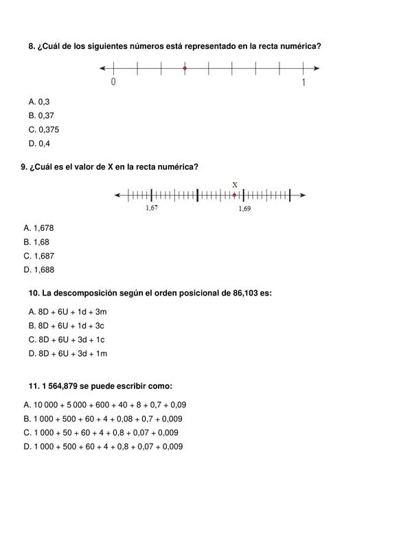 Evaluación "Fracciones, decimales y valor posicional" 5° año