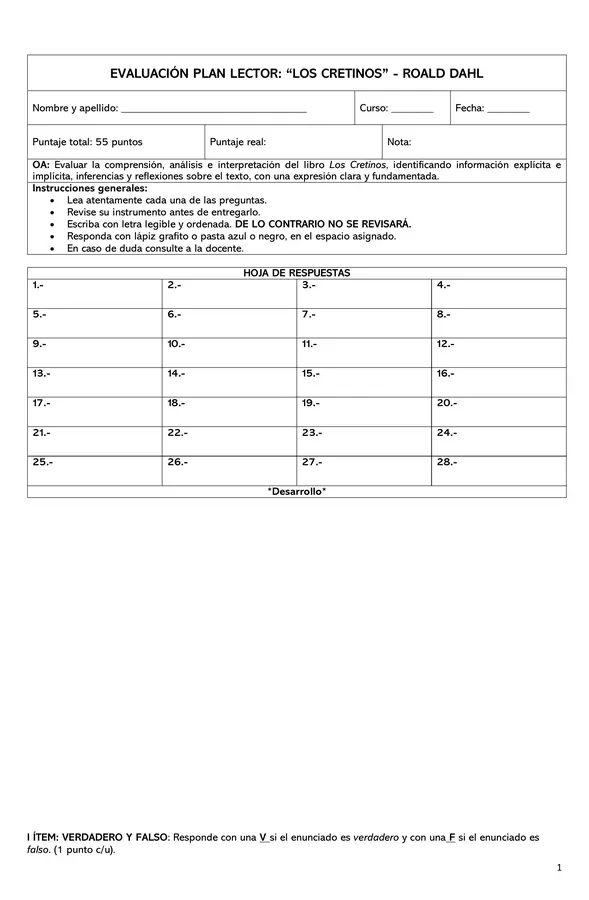 Evaluación: Los cretinos