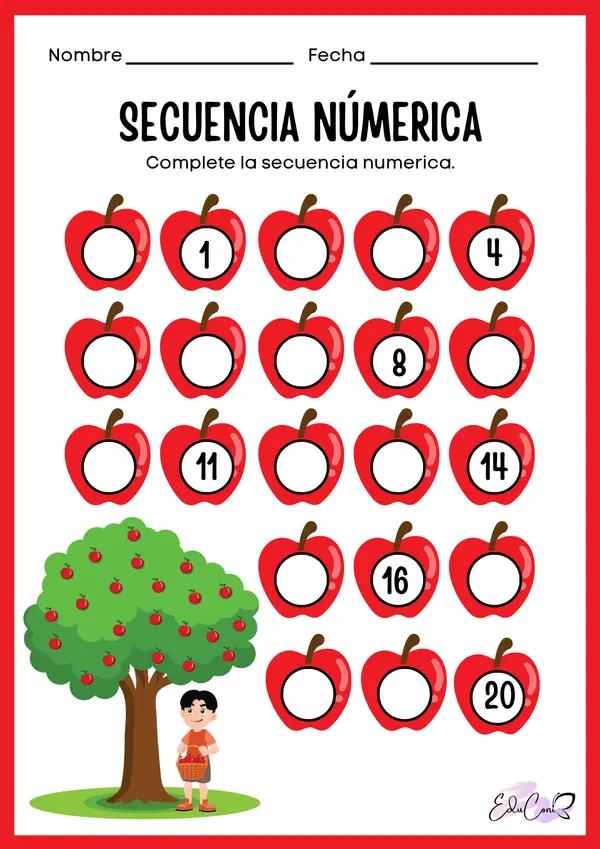 Secuencia manzanas 0 al 10