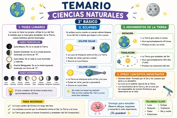 Fases Lunares Ciencias Naturales 3º básico