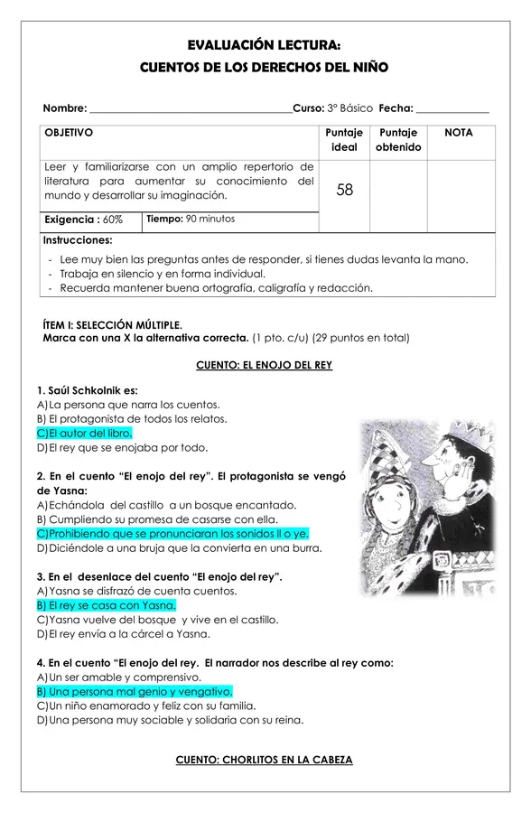 Prueba lectura - Cuentos de los derechos del niño