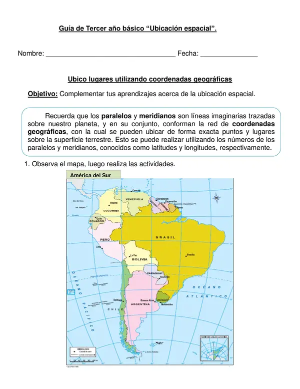 Guía de historia "Ubicación espacial" Tercer año