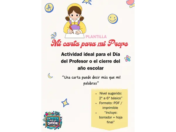 🌟 Plantilla para escribir una carta de gratitud a los profesores