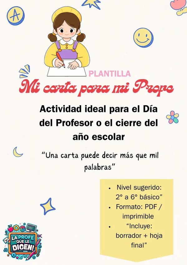 🌟 Plantilla para escribir una carta de gratitud a los profesores