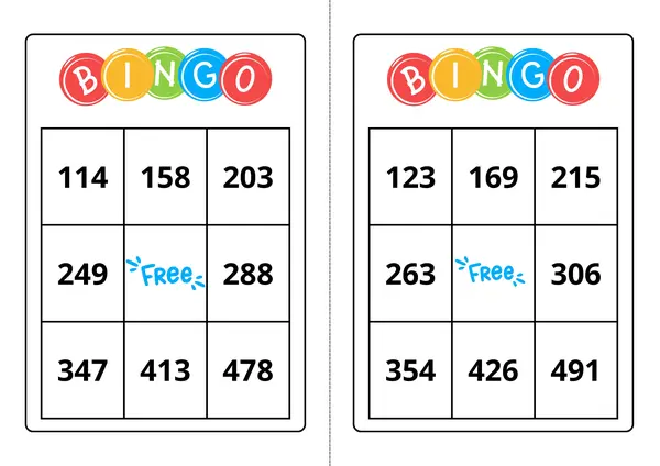 Bingo de números del 100 al 500