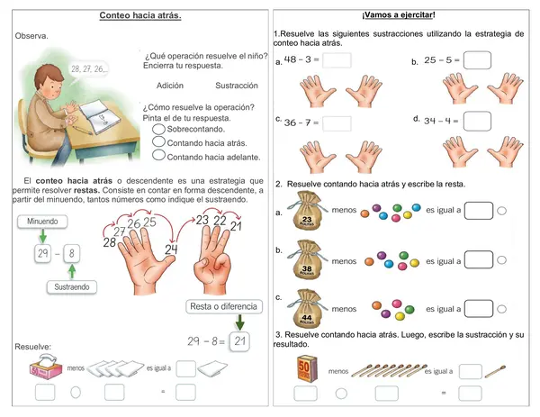 Guía de matemática 1° básico "Conteo hacia atrás"