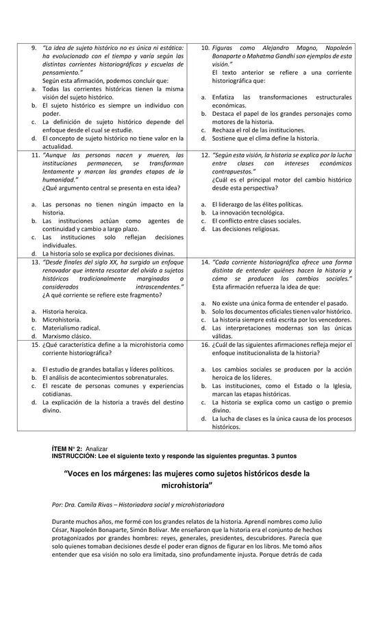 PRUEBA: SUJETOS HISTÓRICOS